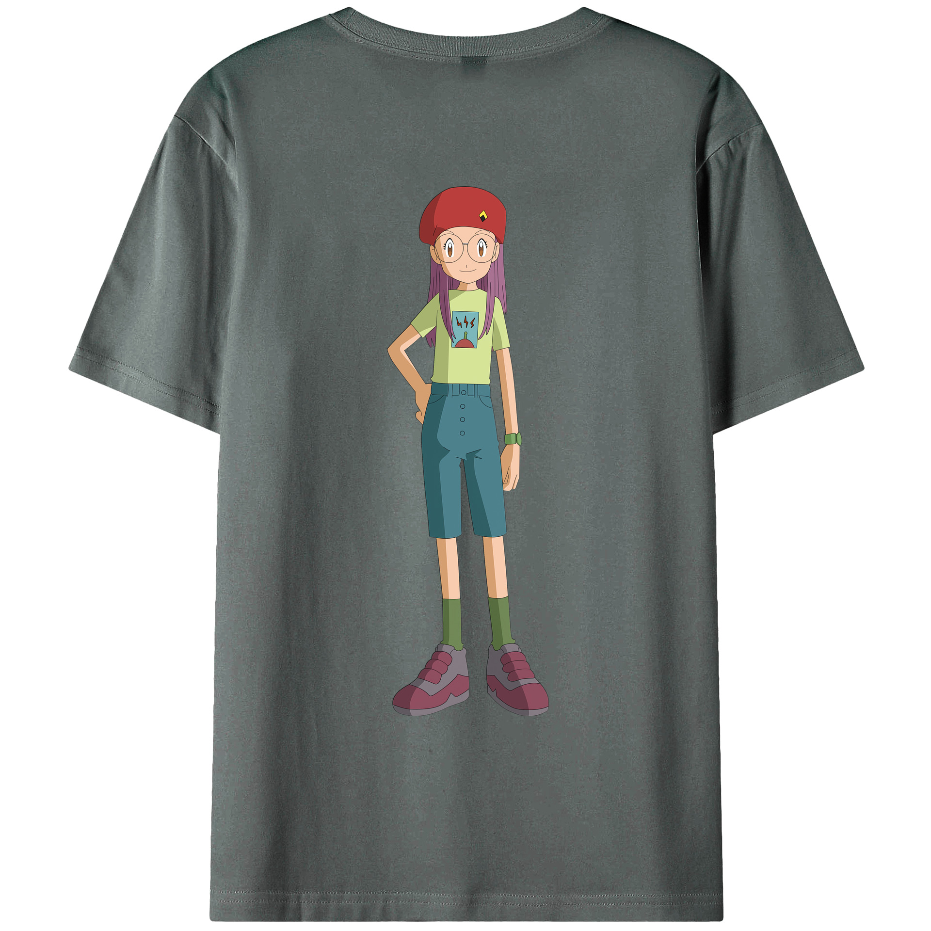 （画像用） Digimon デジタルモンスター/デジモン 綿100％ メンズ半袖Tシャツ（バックプリント） 通気性